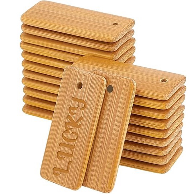 Wood Ring Blank - 50 peças etiquetas de madeira chaveiro
