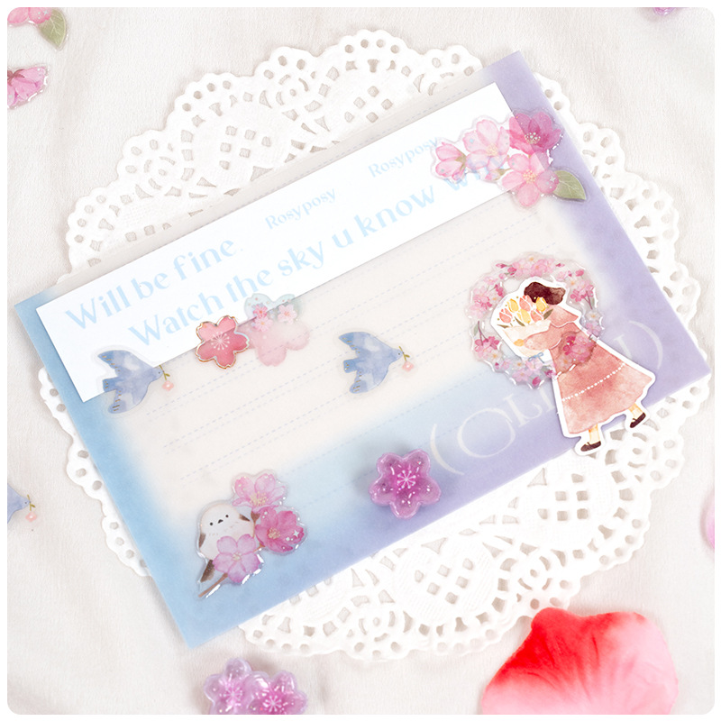 Resin Craft Material - Estilo japonês sakura cristal 3d adesivos