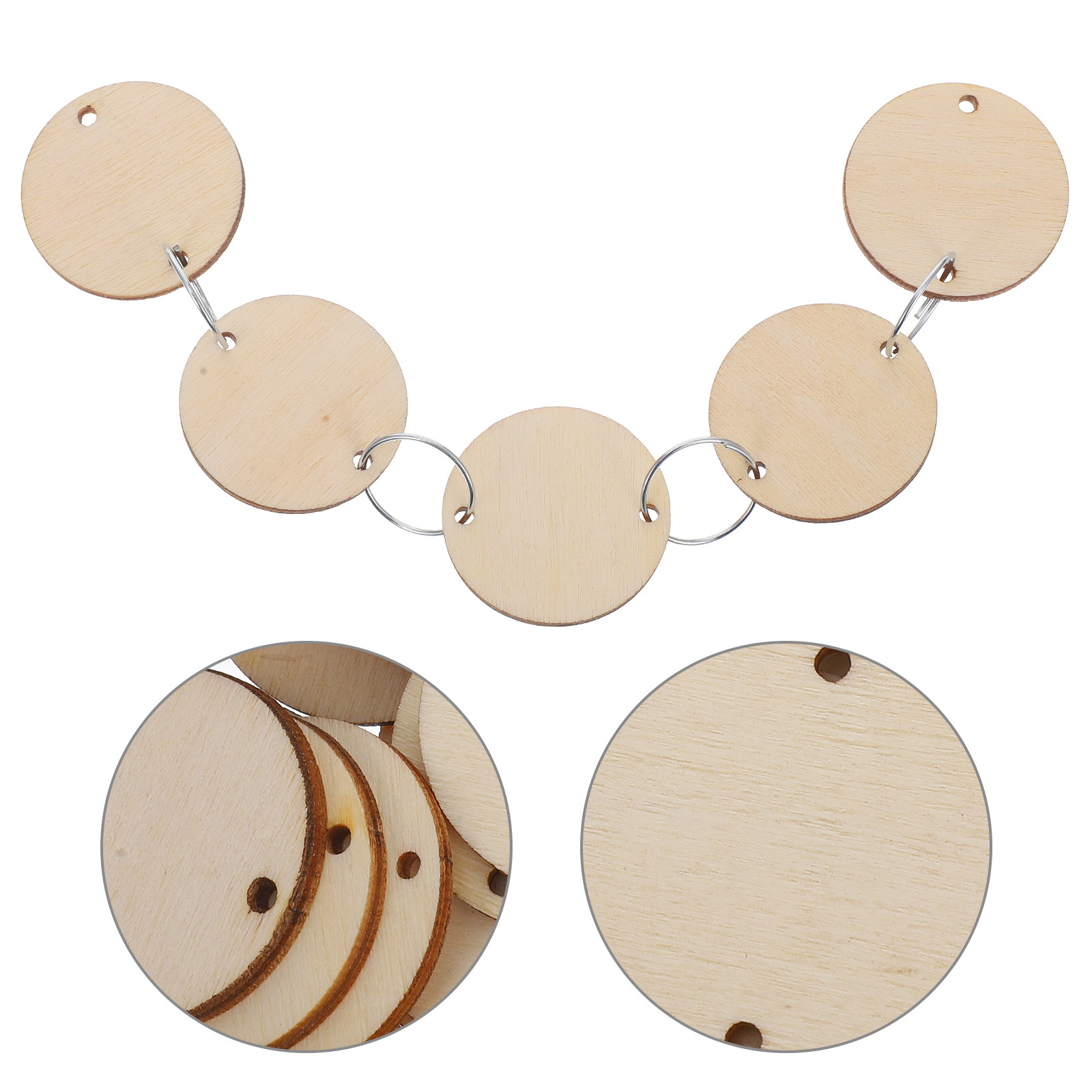 Wood Ring Blank - 100 Peças de Etiquetas Redondas de
