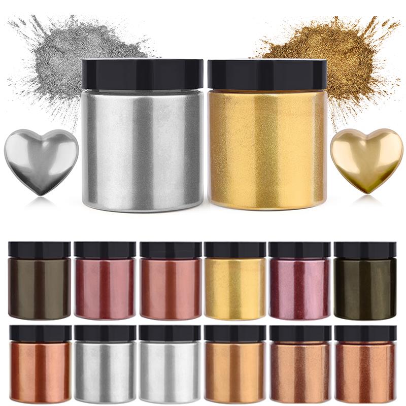 Resin Pigment Set - 50g shimmer metálico ouro prata cor