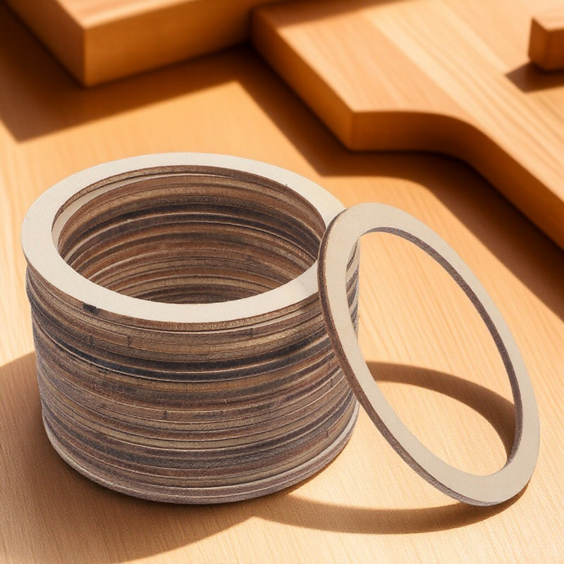 Wood Ring Blank - 20 Peças de Círculos de Madeira