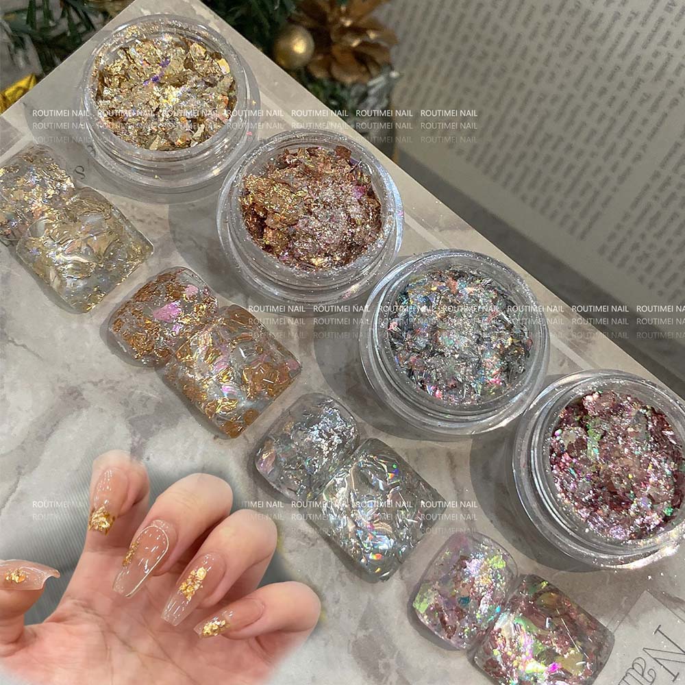 4 pçs/set 3d rosa ouro prata c - Gold Foil Flakes avaliação e preço