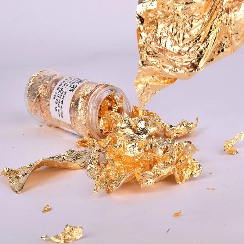 Folha metálica flocos, folha d - Gold Foil Flakes avaliação e preço